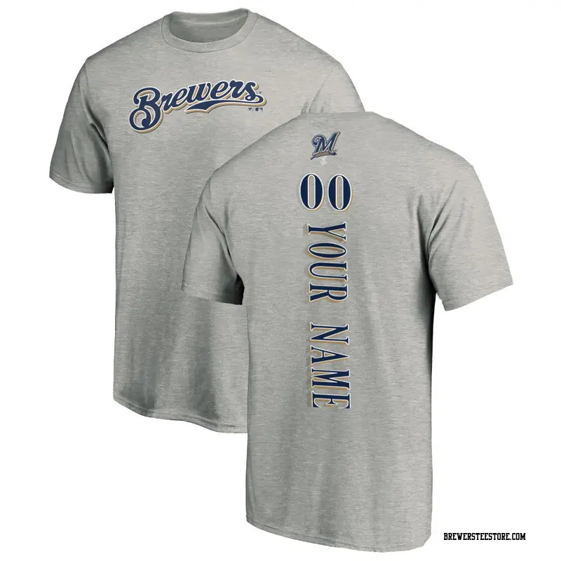 Men's Milwaukee Brewers ＃00 Custom Ash Backer T-Shirt