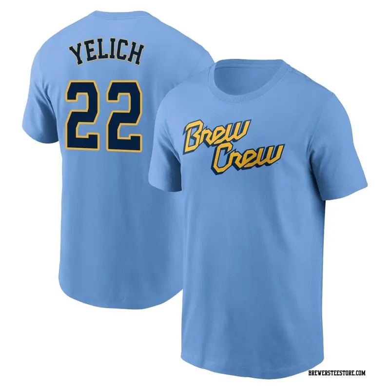 Youth Milwaukee Brewers Christian Yelich Majestic Navy 2019 Spring Training  Name & Number T-Shirt