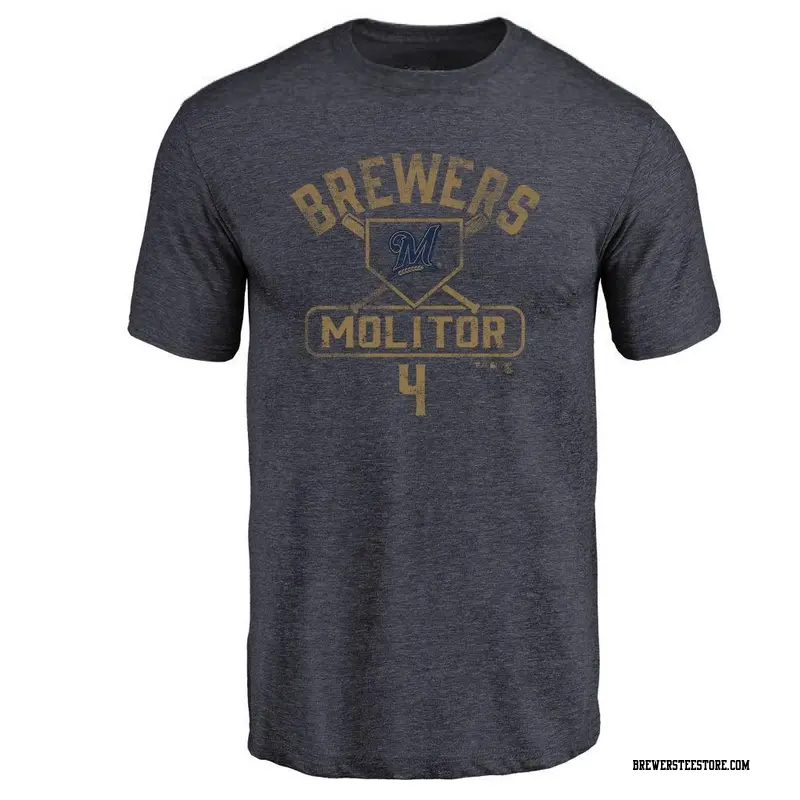 Men's Milwaukee Brewers ＃4 Paul Molitor Navy Base Runner T-Shirt