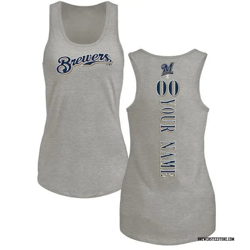 Women's Milwaukee Brewers ＃00 Custom Ash Branded Backer Tank Top