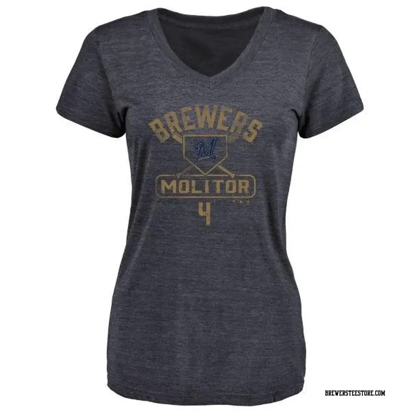 Women's Milwaukee Brewers ＃4 Paul Molitor Navy Branded Base Runner T-Shirt