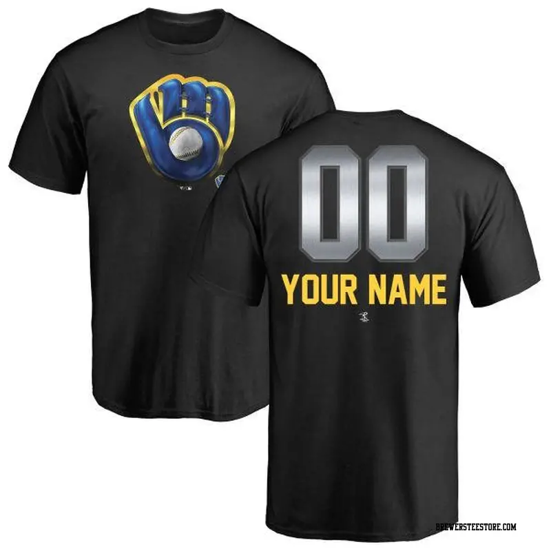 Youth Milwaukee Brewers ＃00 Custom Black Branded Midnight Mascot T-Shirt